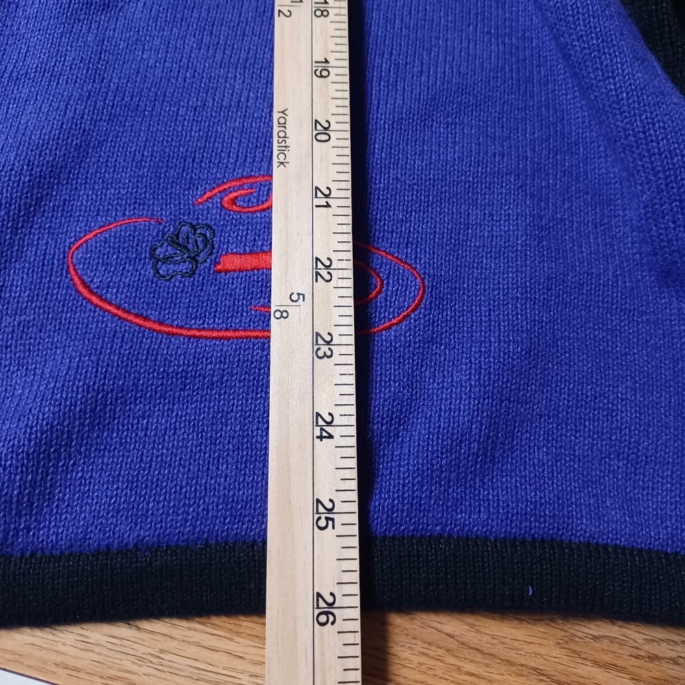 Red Hat Society Embroidered Cardigan Sweater 1X Black Purple Color Block L/S - Picture 10 of 11